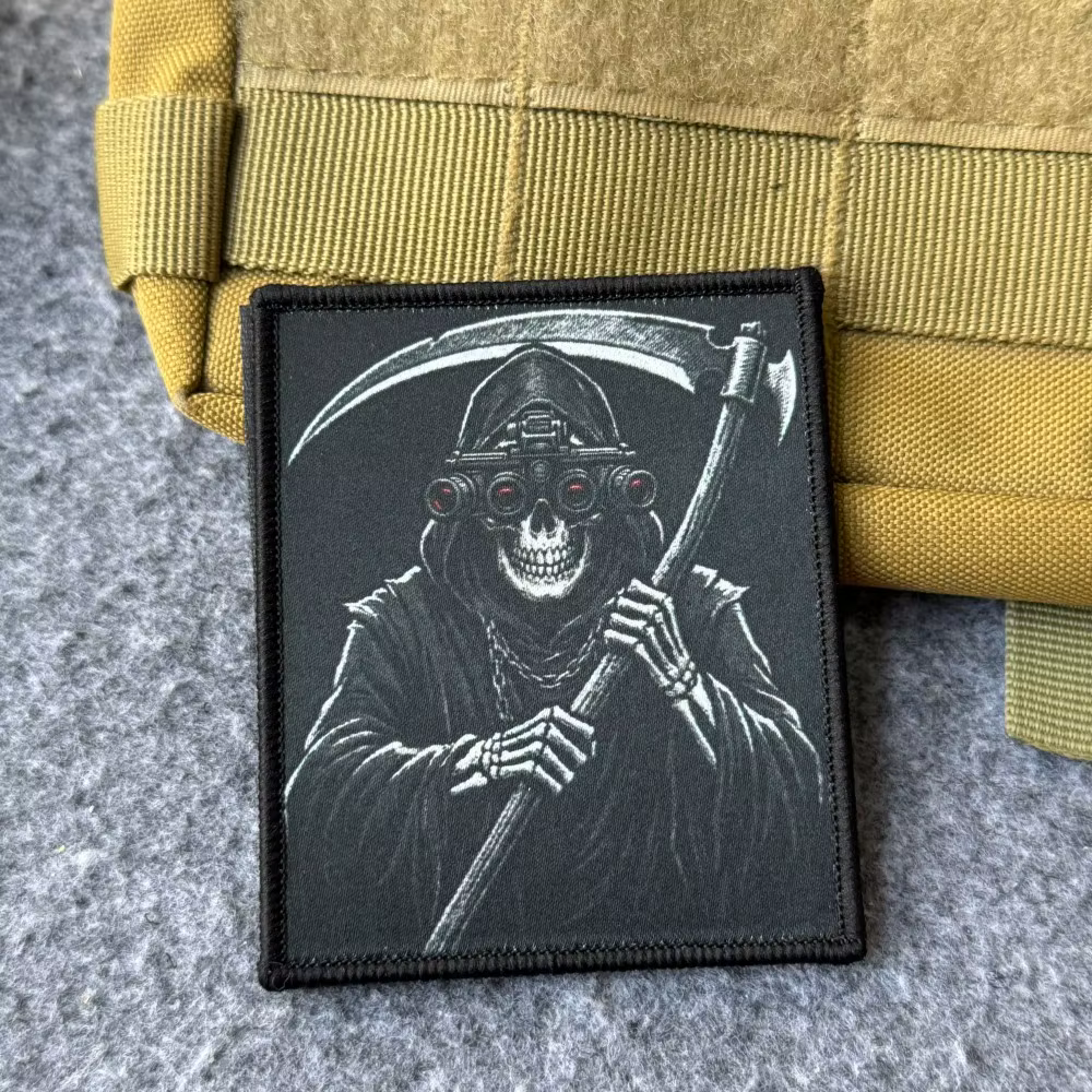 Reaper parche táctico calavera guadaña velcro para visión nocturna - imagen 2