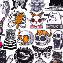 Parche termoadhesivo bordado calavera, gato y fantasmas para chaqueta