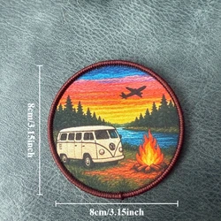 Parche táctico gancho y bucle autocaravana camping atardecer avión