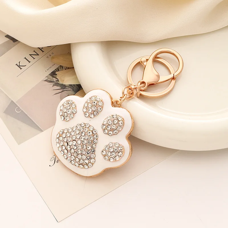 Llavero metálico huella de pata cristal brillante para mujer - imagen 5