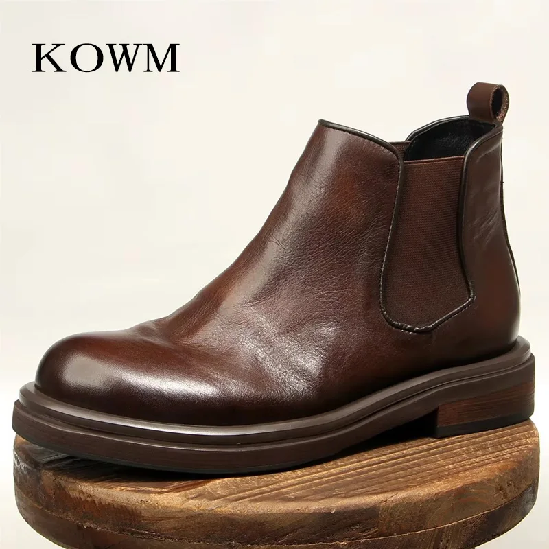 KOWM botas senderismo piel de vaca suela gruesa tobilleras - imagen 2
