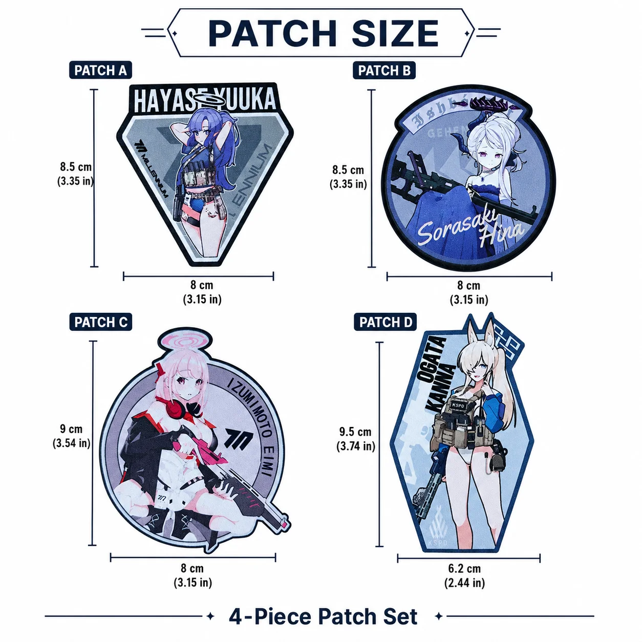 Parche táctico de chica anime con velcro para mochila y chaleco