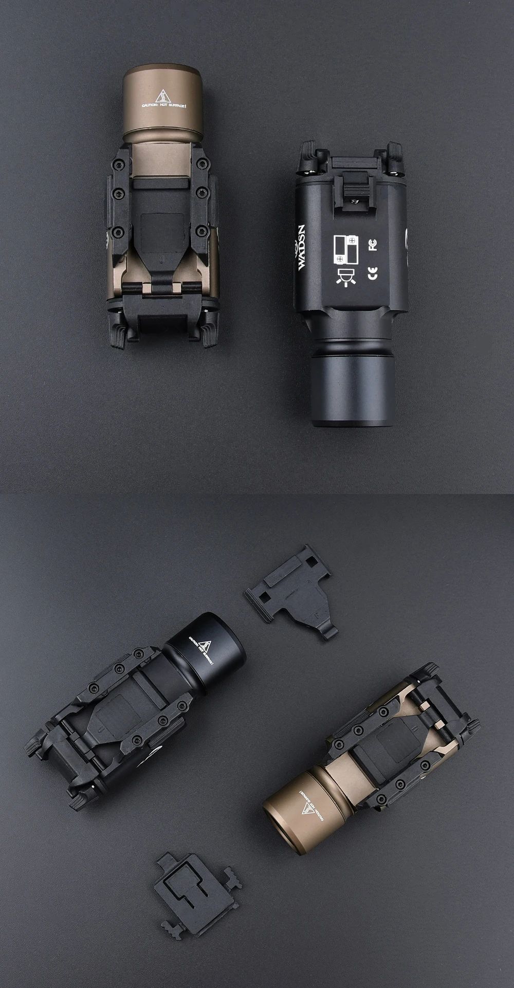 Luz táctica X300 montada en pistola tipo Glock
