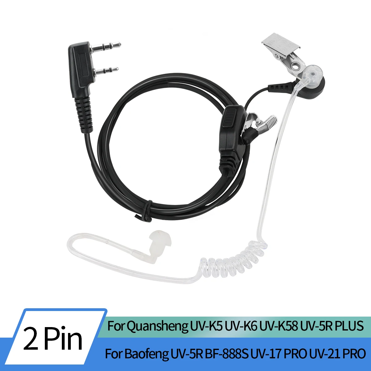 Auricular tubo acústico PTT Baofeng UV-5R para walkie con conector