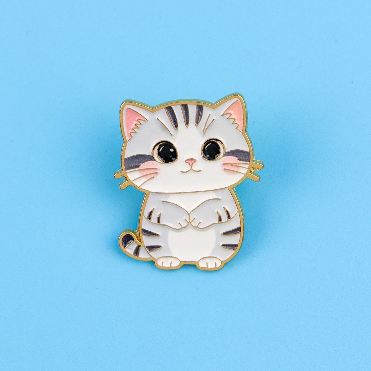 Pin esmalte gato gris – broche solapa para mochila - imagen 4