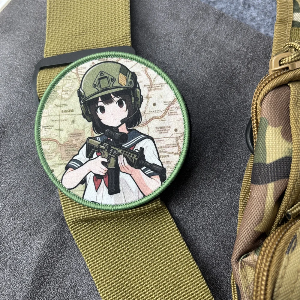 Parche táctico anime chica militar con gancho y bucle - imagen 3