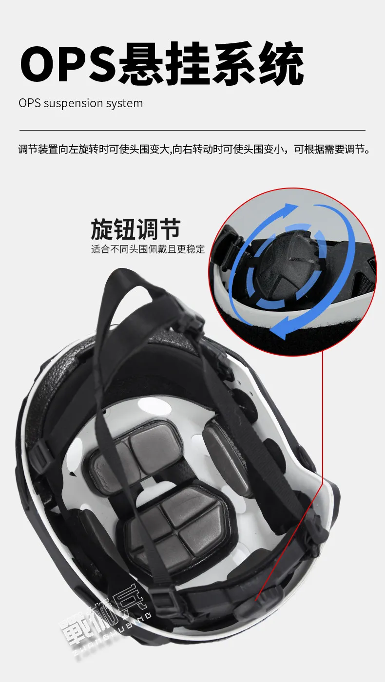 Detalle del sistema de ajuste del casco