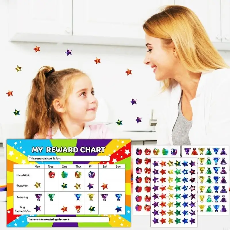 Pegatina táctica de estrella colorida con tarjeta recompensas infantil - imagen 3