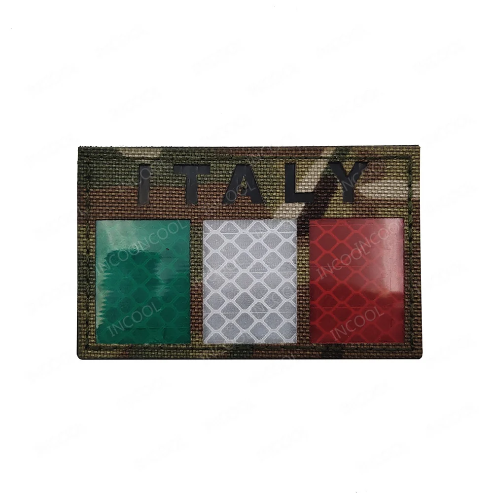 Parche bordado táctico bandera Italia reflectante infrarrojo 3D PVC para mochila - imagen 4