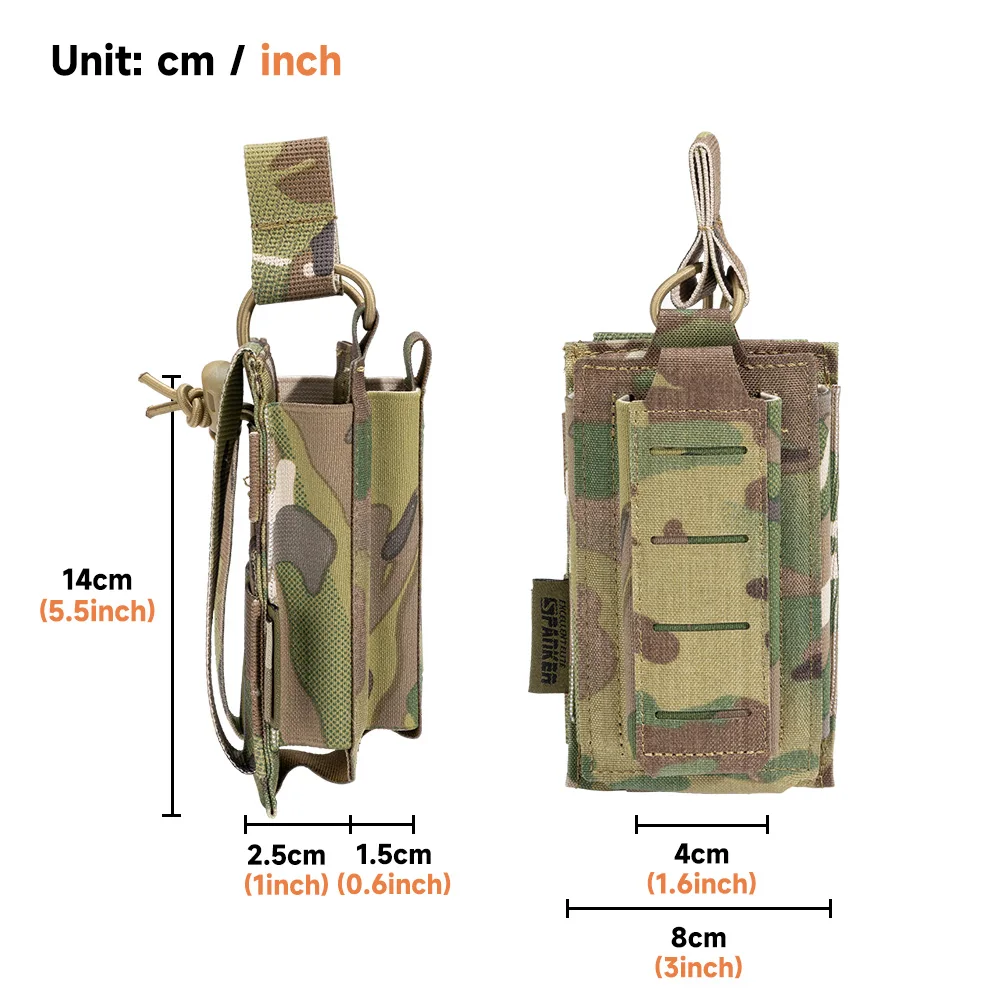 Bolsa táctica Molle vista frontal con doble compartimento