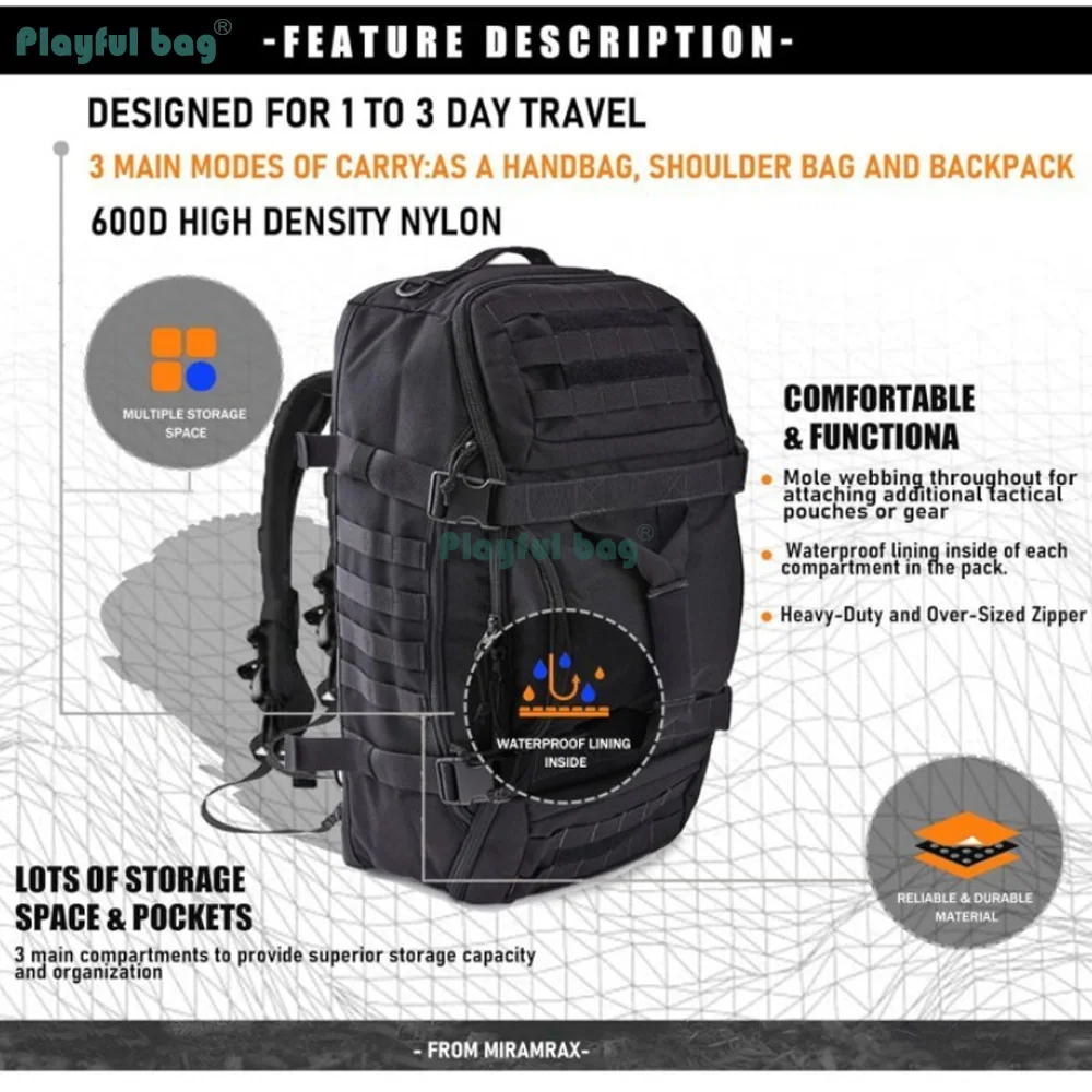 Mochila táctica de camuflaje multifuncional resistente para exterior - imagen 3