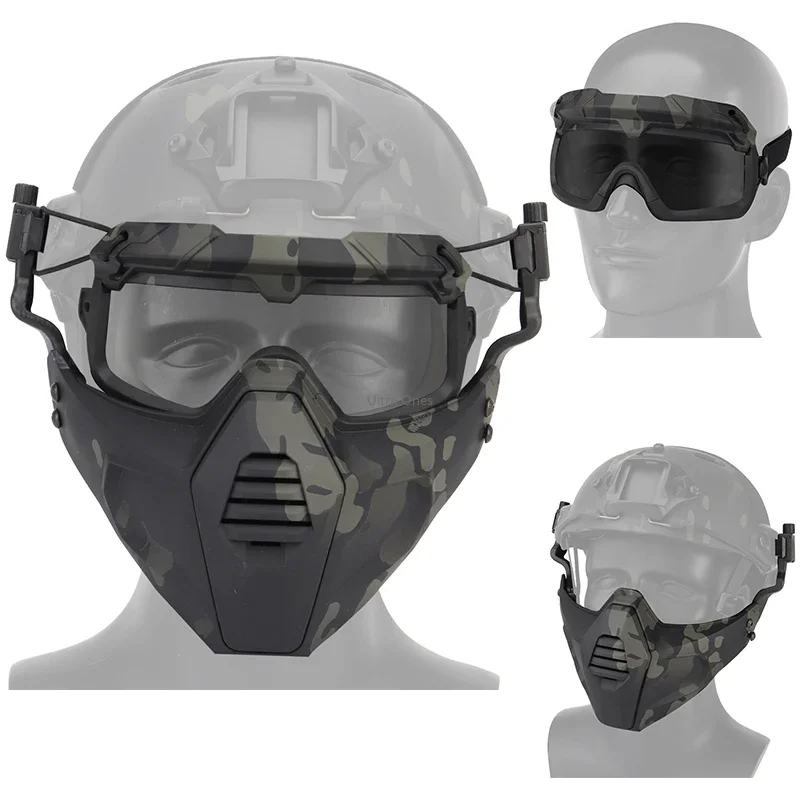 Máscara táctica de combate con gafas balísticas para casco utilitario - imagen 3
