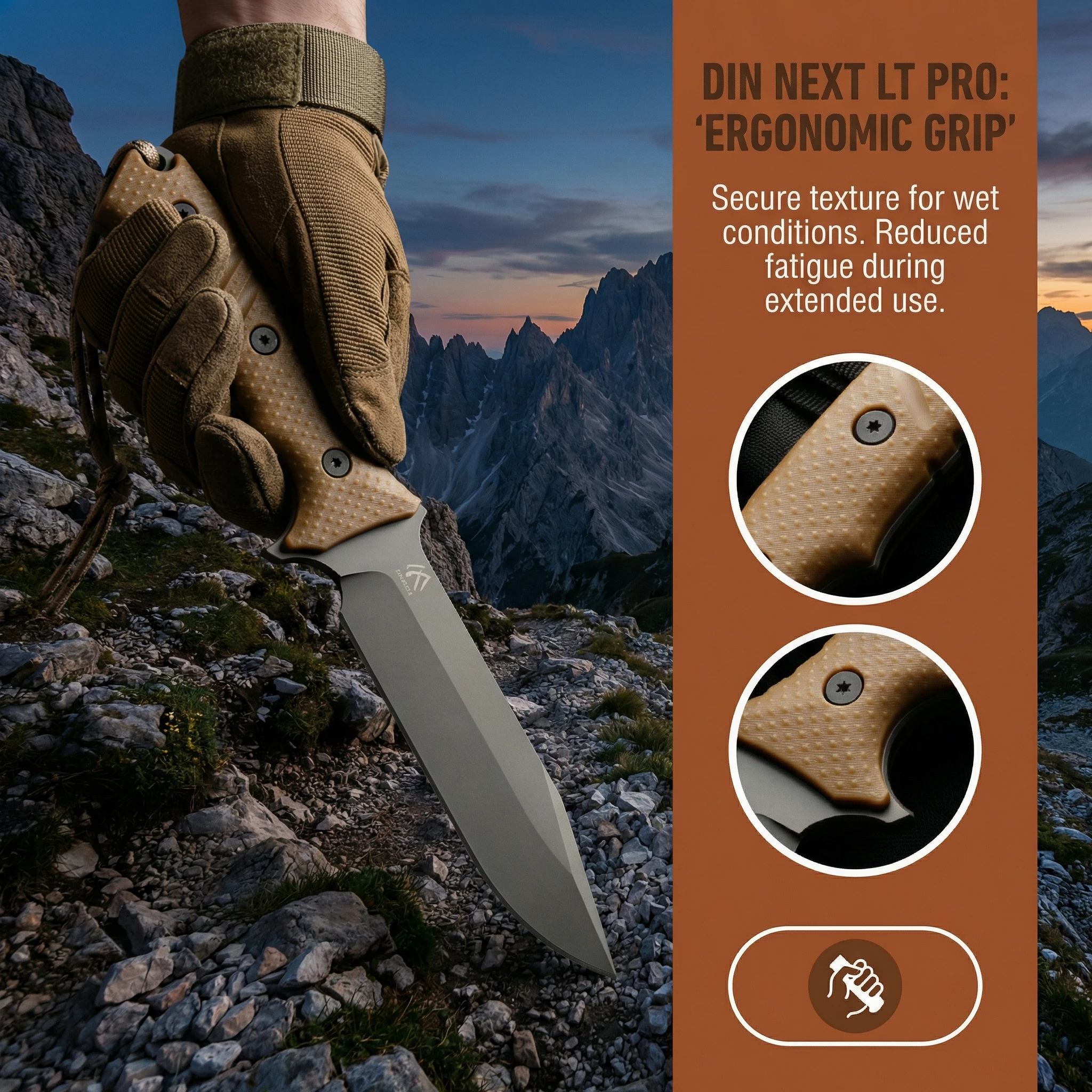 Cuchillo de hoja fija táctico con funda para outdoor y supervivencia - imagen 4