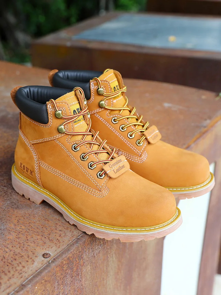 KOWM Botas tácticas impermeables en desierto cuero de vaca para hombre - imagen 5