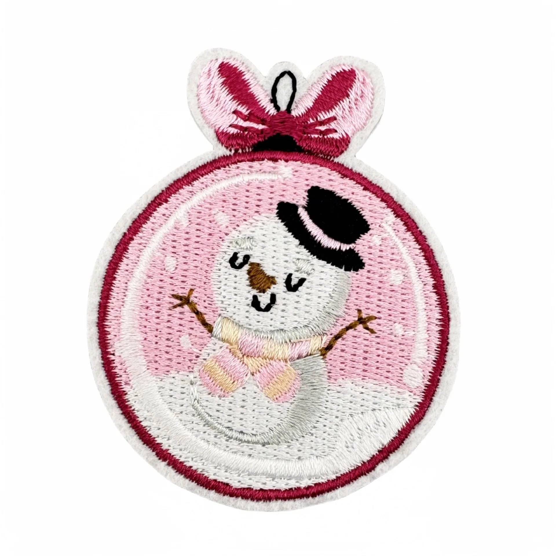Parche bordado para planchar Navidad Papá Noel rosa y muñeco de nieve - imagen 4