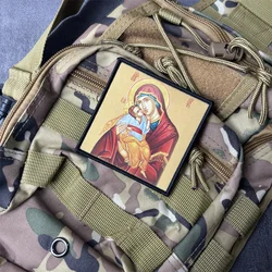 Parche táctico bordado Virgen María con gancho y bucle para uniforme