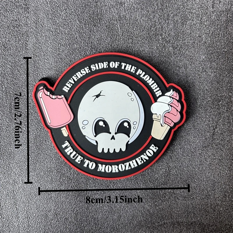 Parche táctico bordado calavera helado PVC con velcro para mochila - imagen 5