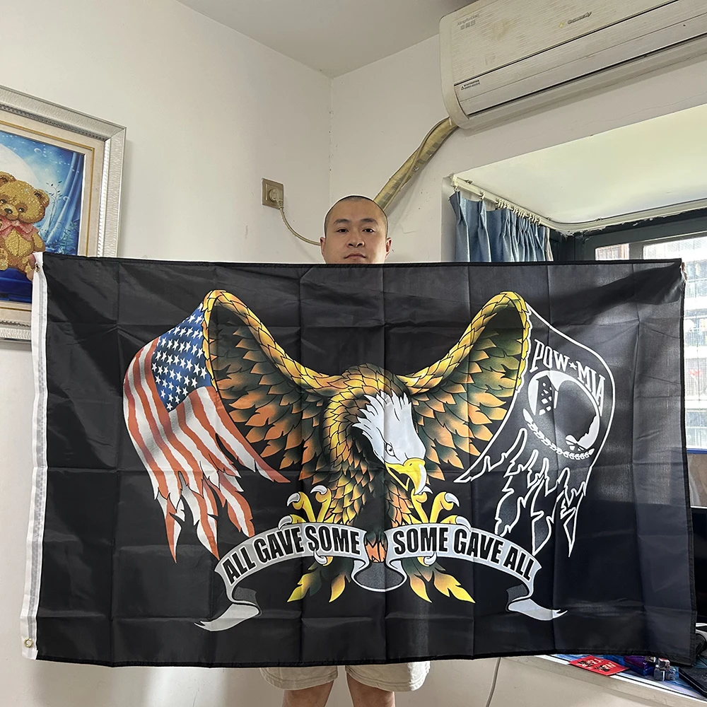 Bandera americana de poliéster con águila bordada para colgar - imagen 2