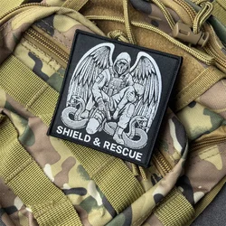 SHIELD RESCUE parche bordado táctico de rescate con gancho y bucle