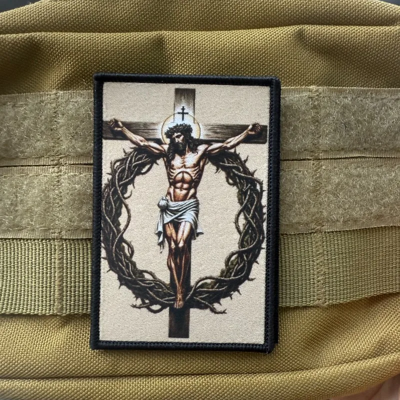 Parche táctico Jesús Cristo en la cruz velcro gancho y bucle
