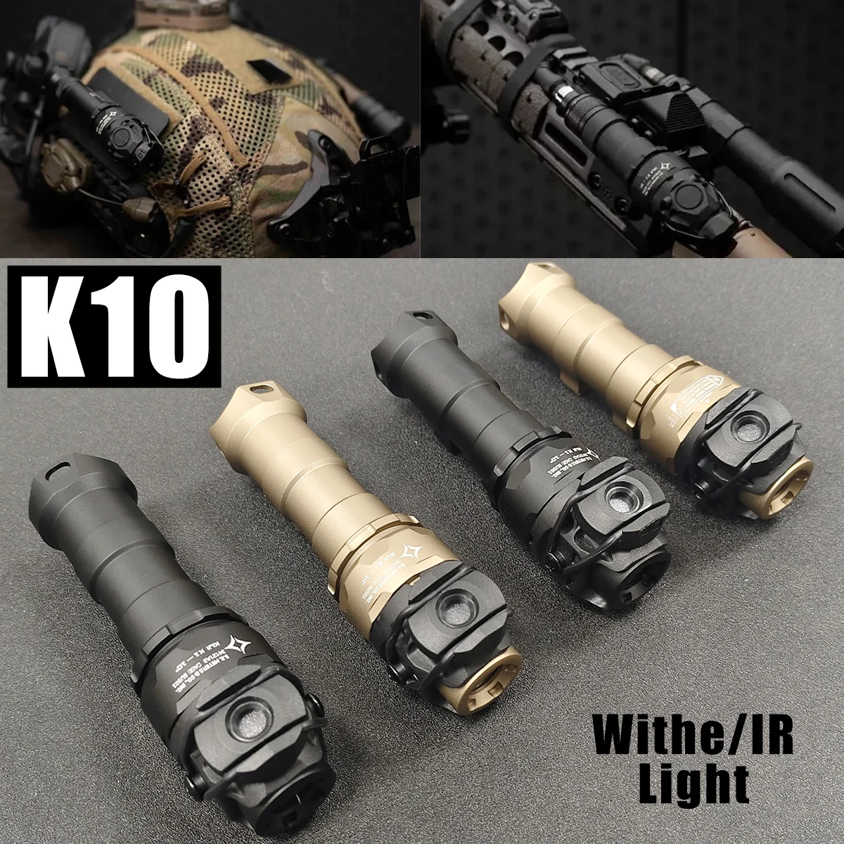 Linterna táctica IR LED K1 de aluminio CNC con carril - imagen 3