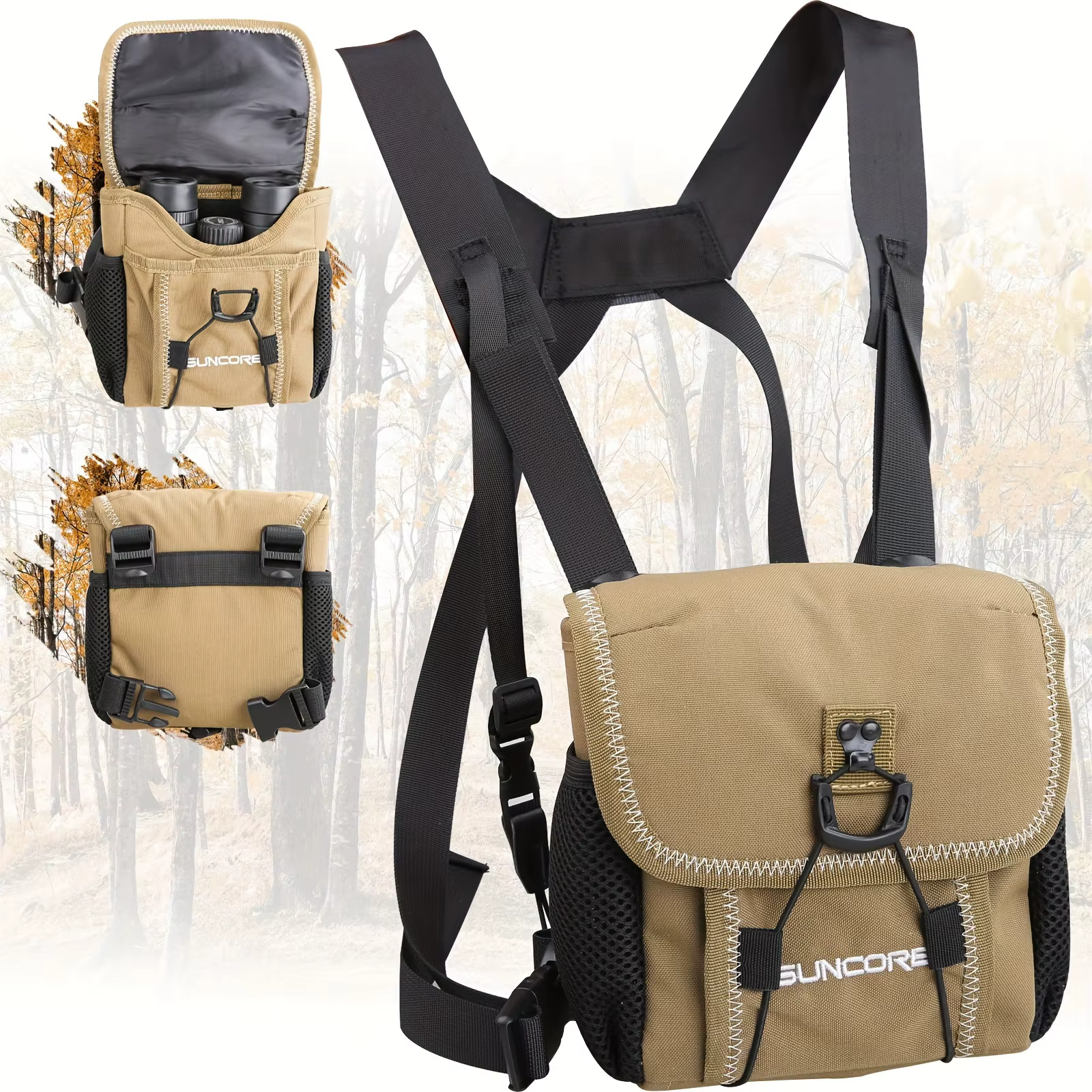 Bolsa de pecho táctica para binoculares con malla lateral y cremallera - imagen 3