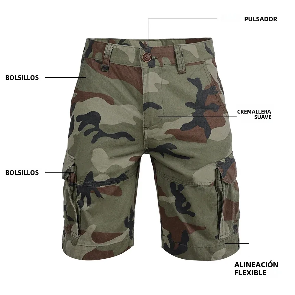 SINAIRSOFT Pantalón corto táctico cargo de camuflaje para hombre