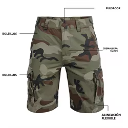 SINAIRSOFT Pantalón corto táctico cargo de camuflaje para hombre
