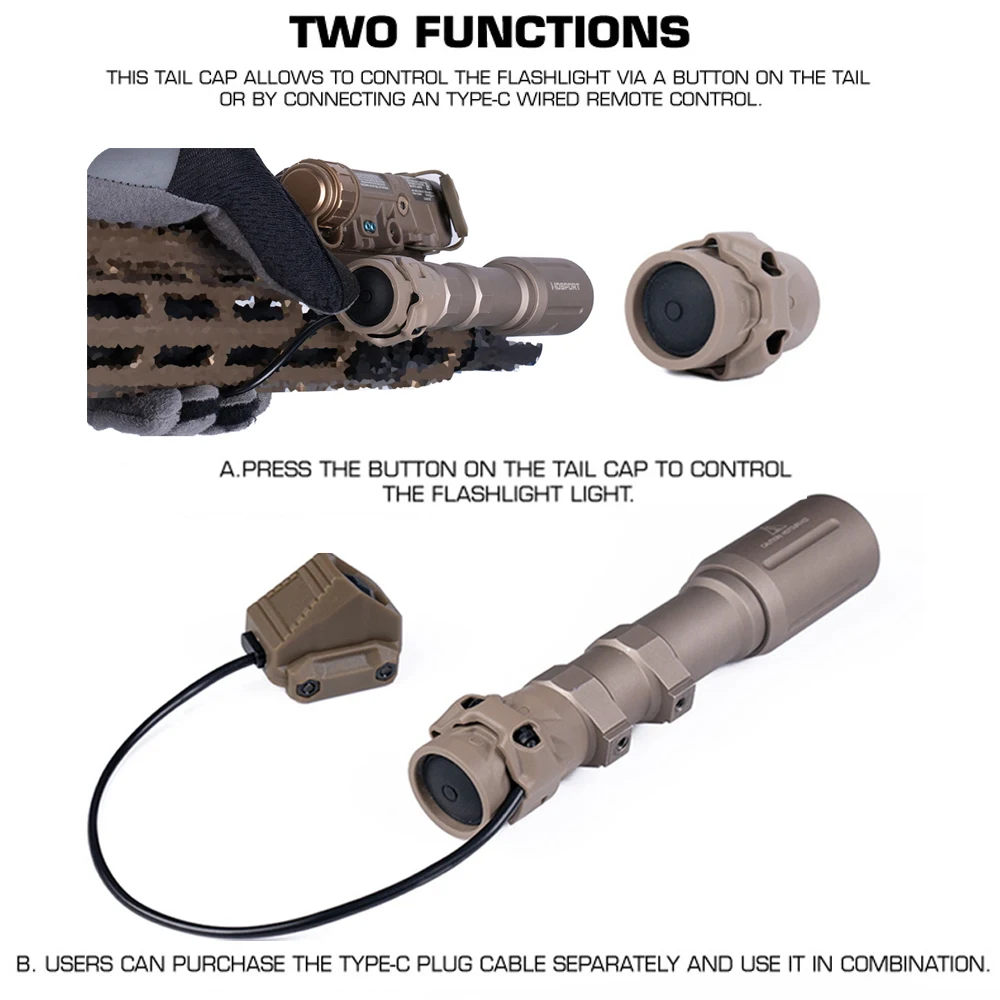 Tapa Trasera SureFire M300 M600 Tipo C con Interruptor AXON y PEQ15 - imagen 4