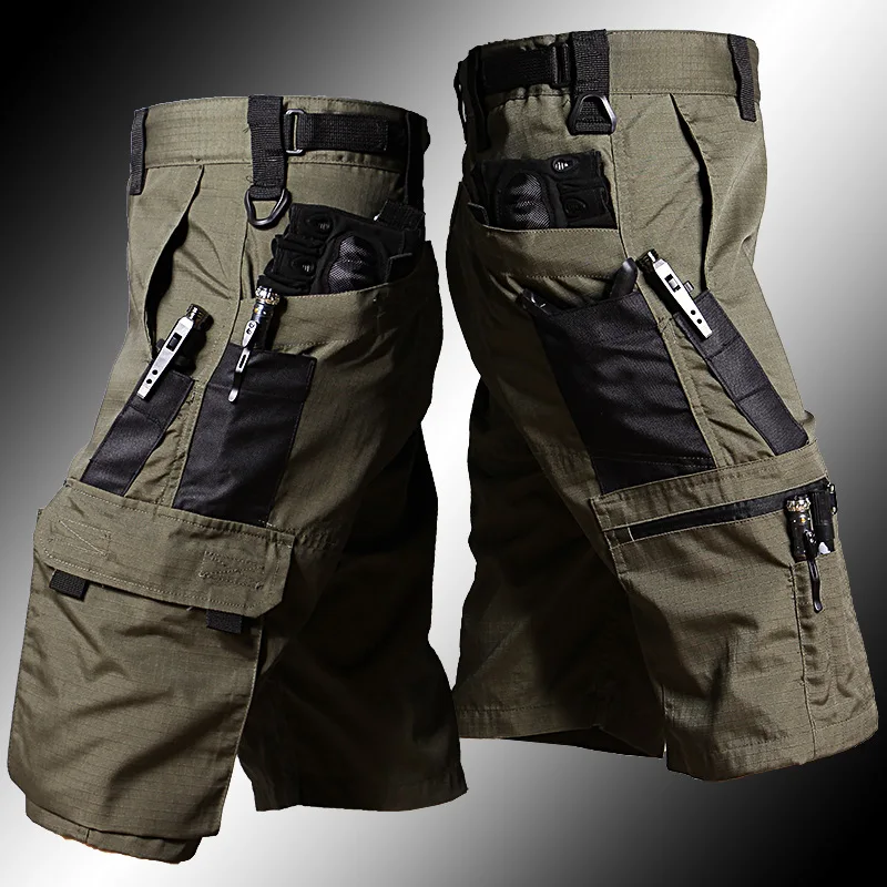 Pantalones cortos tácticos hombre ripstop con múltiples bolsillos