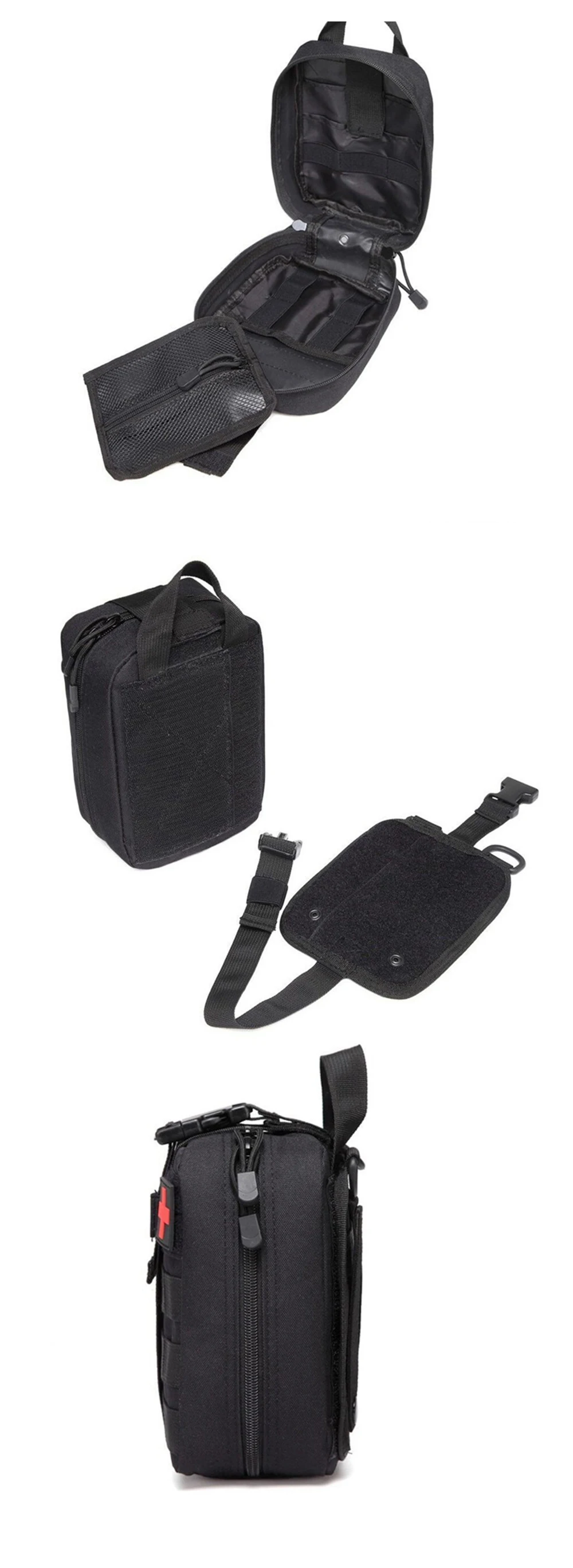 Bolsa táctica con compartimentos internos y cierre de velcro