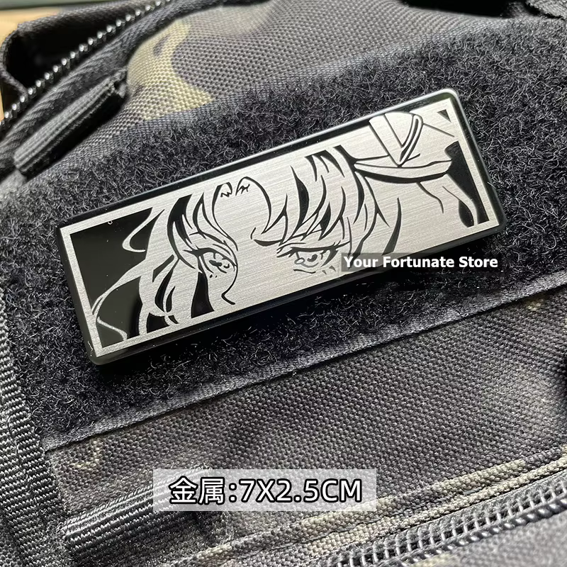 Parche metálico anime – insignia táctica ojos de guerrero para ropa - imagen 4