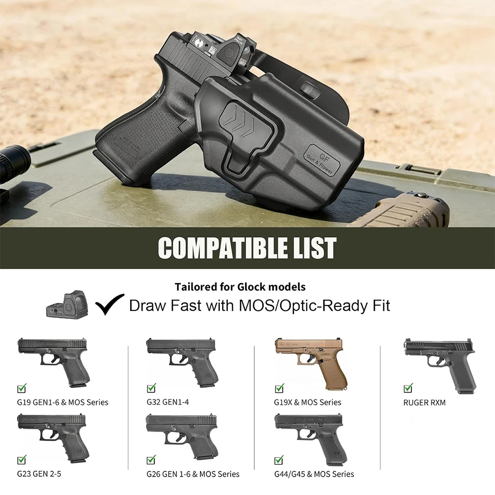 Funda OWB para Glock G19/G26/G45 con retención nivel II derecha