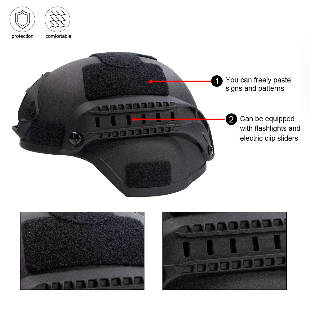 Casco táctico MICH 2000 ABS con protección auditiva y riel Picatinny