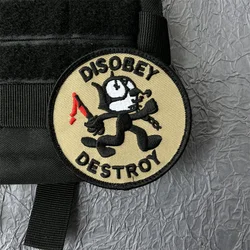 Parche bordado Gato Negro táctico militar Hook&Loop para Mochila