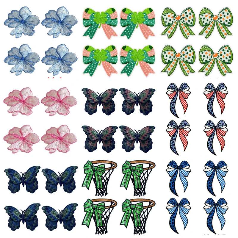 Parches termoadhesivos bordados lazo floral mariposa para ropa - imagen 3
