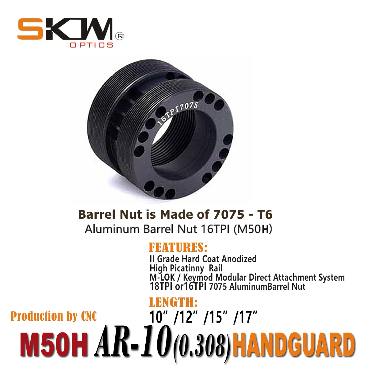 SKWOPTICS M50H guardamanos AR-10 M-Lok alto Picatinny 6061 - imagen 5