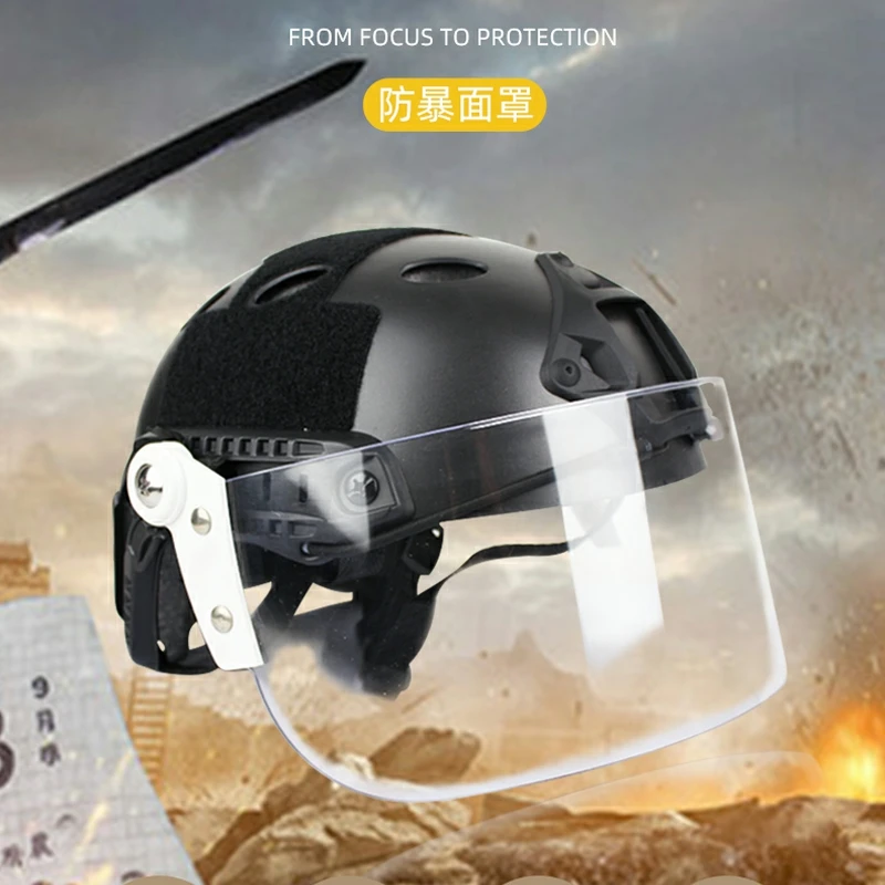 Máscara facial táctica transparente antiviento para casco airsoft - imagen 2