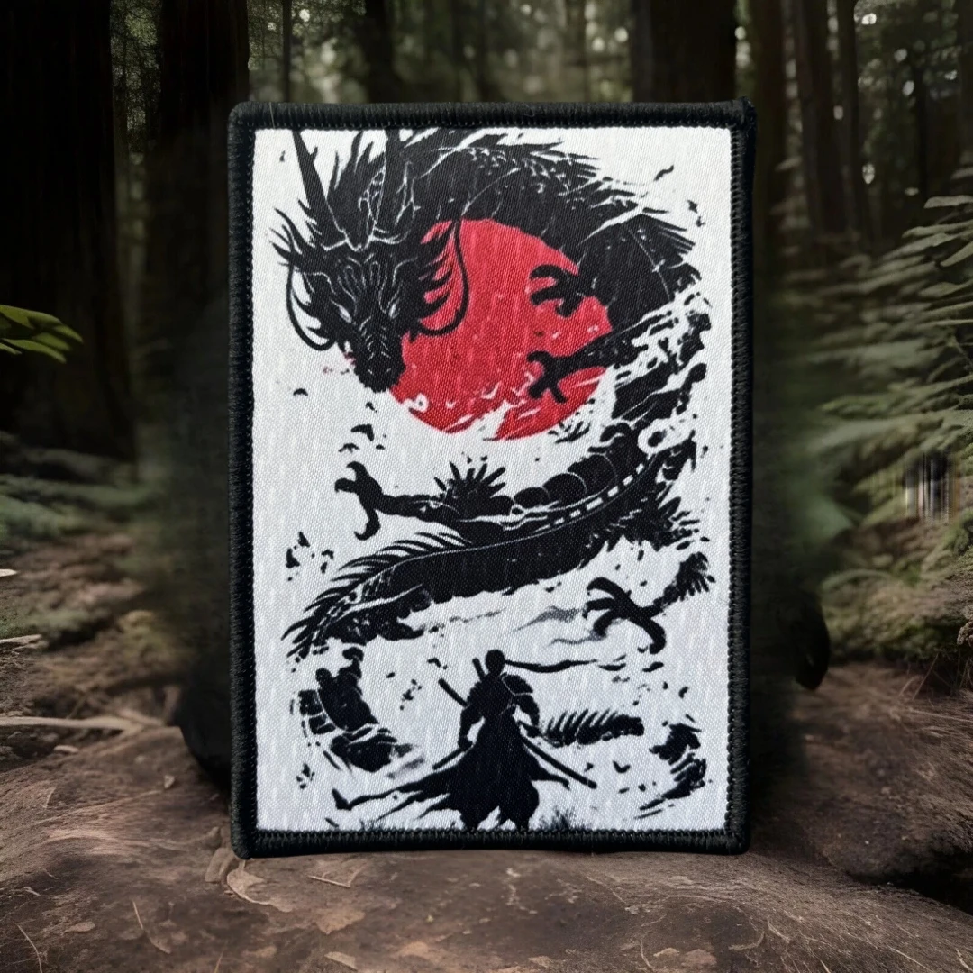 Parche táctico samurái dragón japonés – Insignia MOLLE Velcro - imagen 2