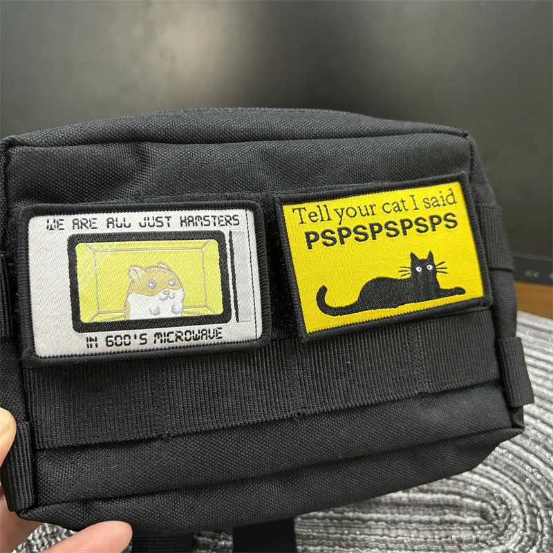 Parche bordado gancho y bucle para mochila – Diseño gato - imagen 4