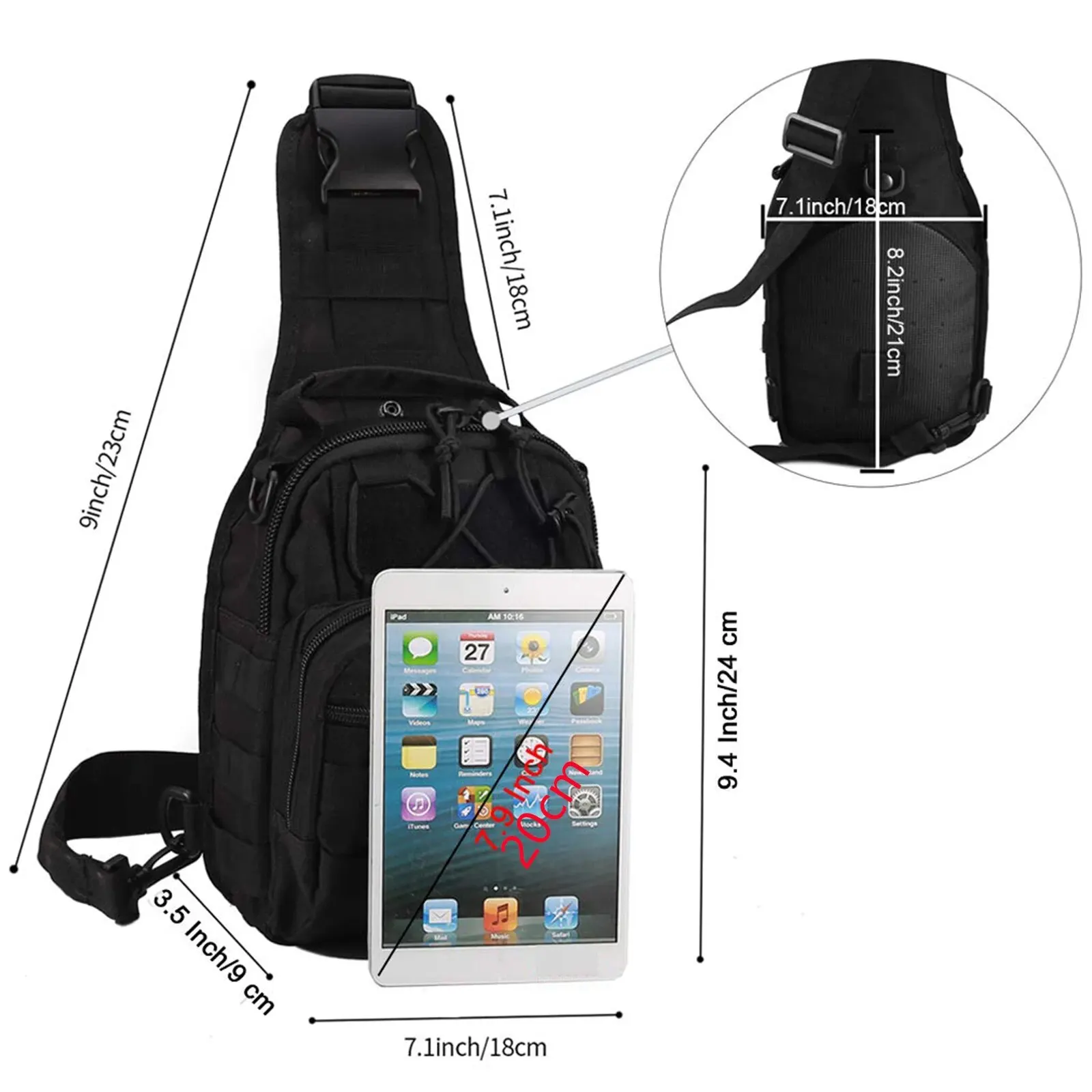 Bolso táctico de hombro náilon para exteriores y actividades - imagen 5