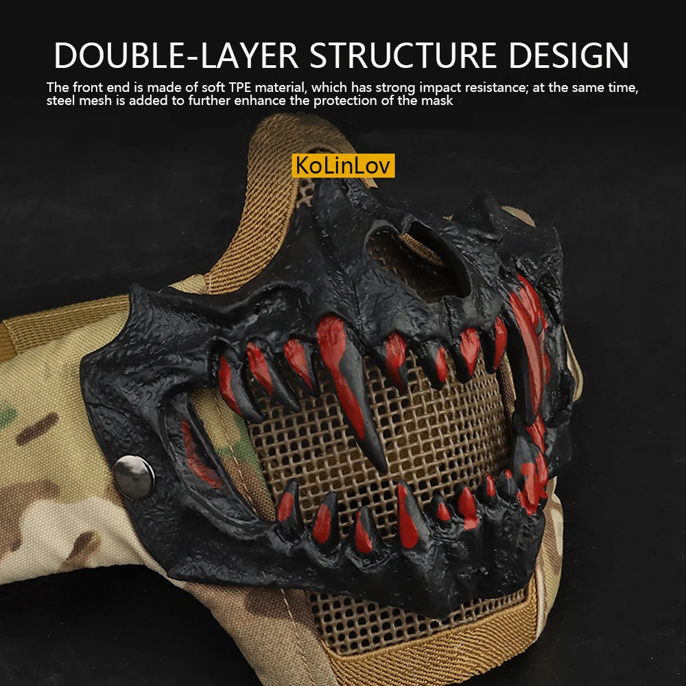 KOLINLOV máscara airsoft protección facial acero - imagen 2