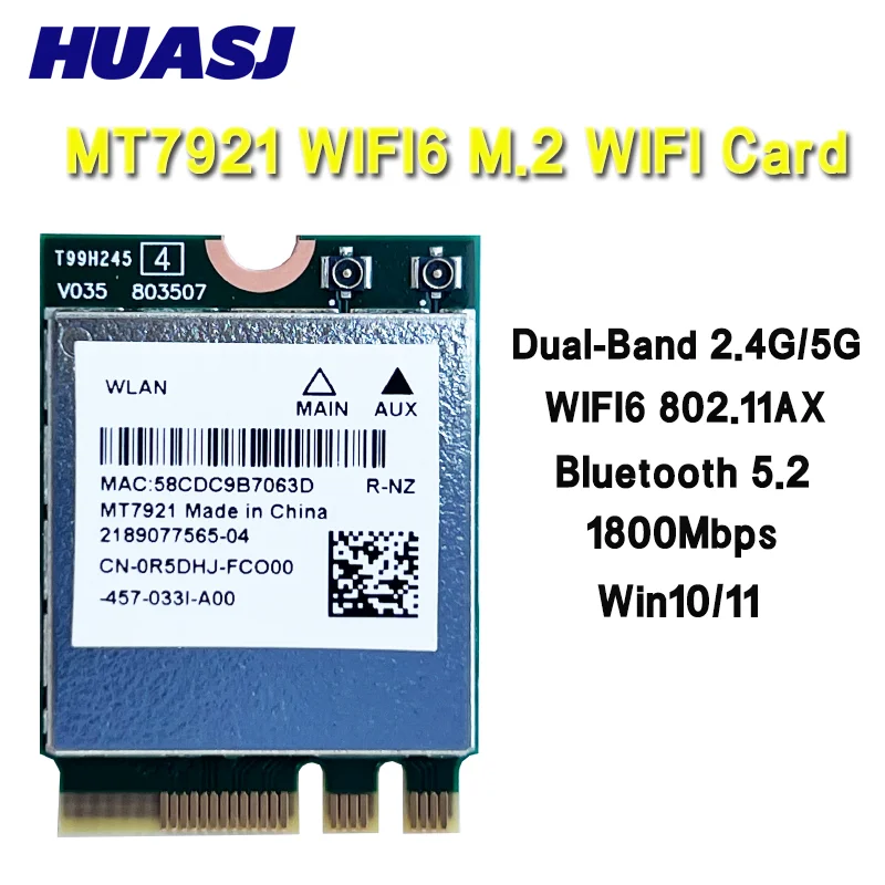 Tarjeta WiFi 6 MT7921 Bluetooth 5.2 M.2 NGFF 1800Mbps Windows 10/11 - imagen 5