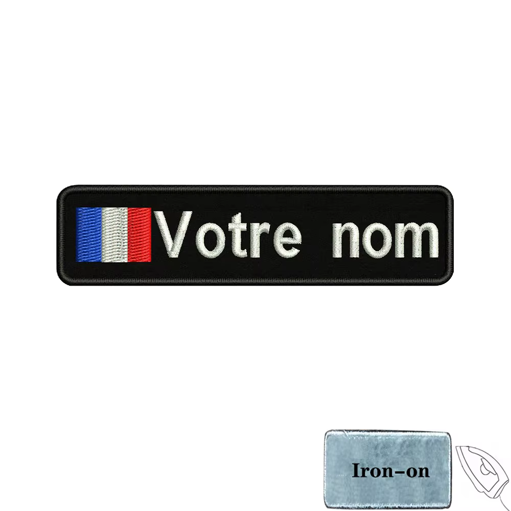Parche bandera francesa personalizado con nombre bordado 10x2,5 cm - imagen 4