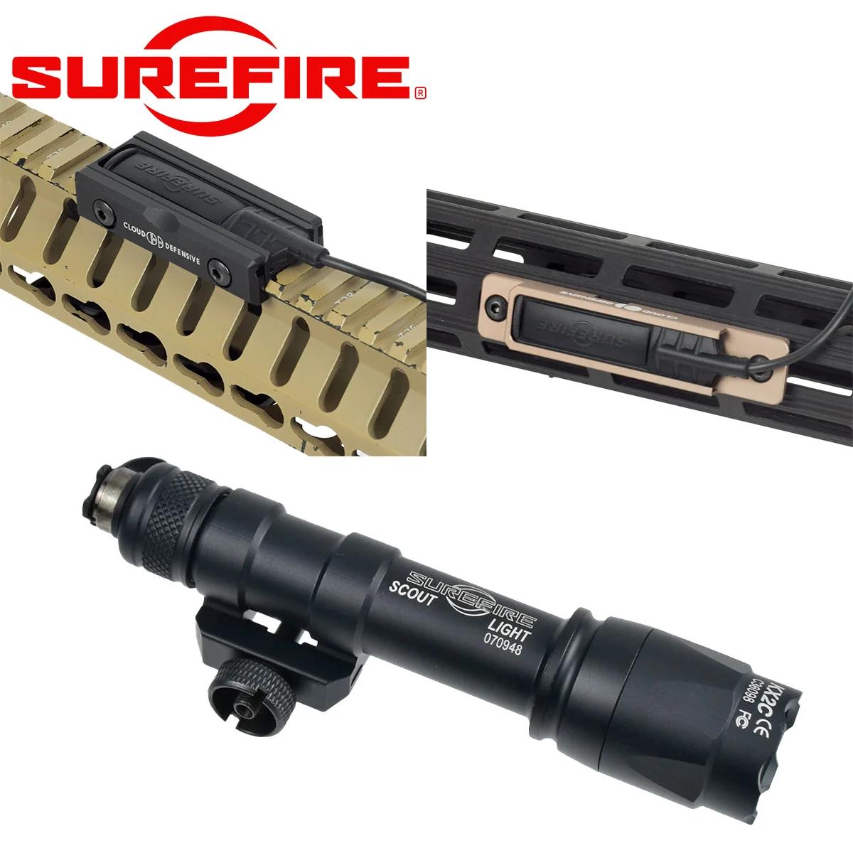 Linterna táctica Surefire luz scout, interruptor presión y montura Picatinny - imagen 4