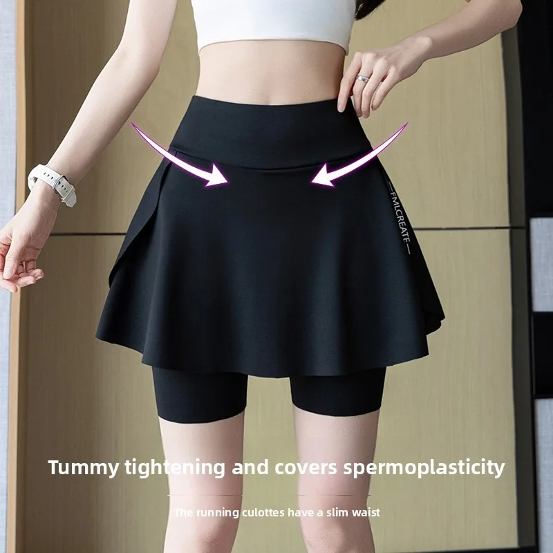 Minifalda deportivo mujer verano – Bolsillos + estampado tiburón para yoga - imagen 3