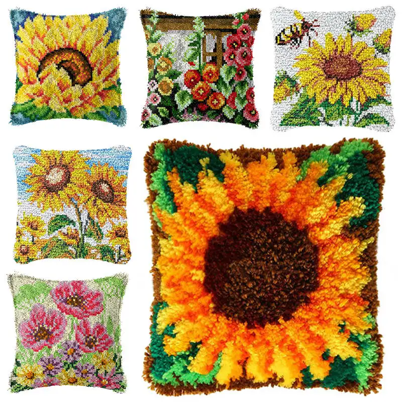 Kit de Ganchillo de Anclaje Serie Flores con Ganchos Smyrna