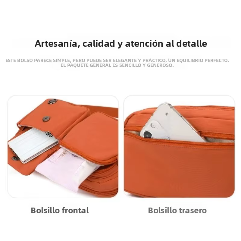 Bolso de hombro mujer con bolsillos, cruzado en nailon ligero - imagen 3