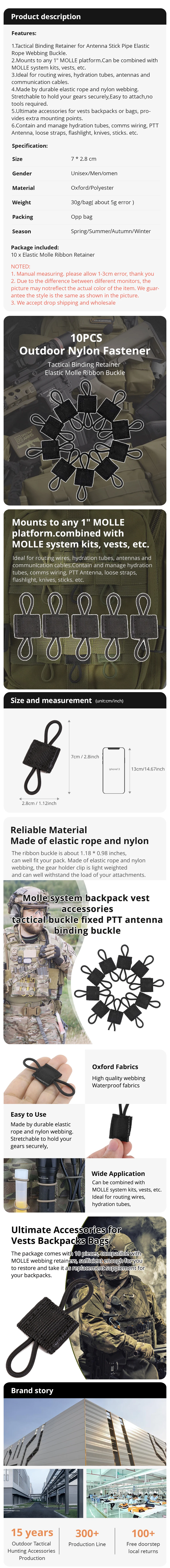 Sujetador de nailon negro para sistema MOLLE