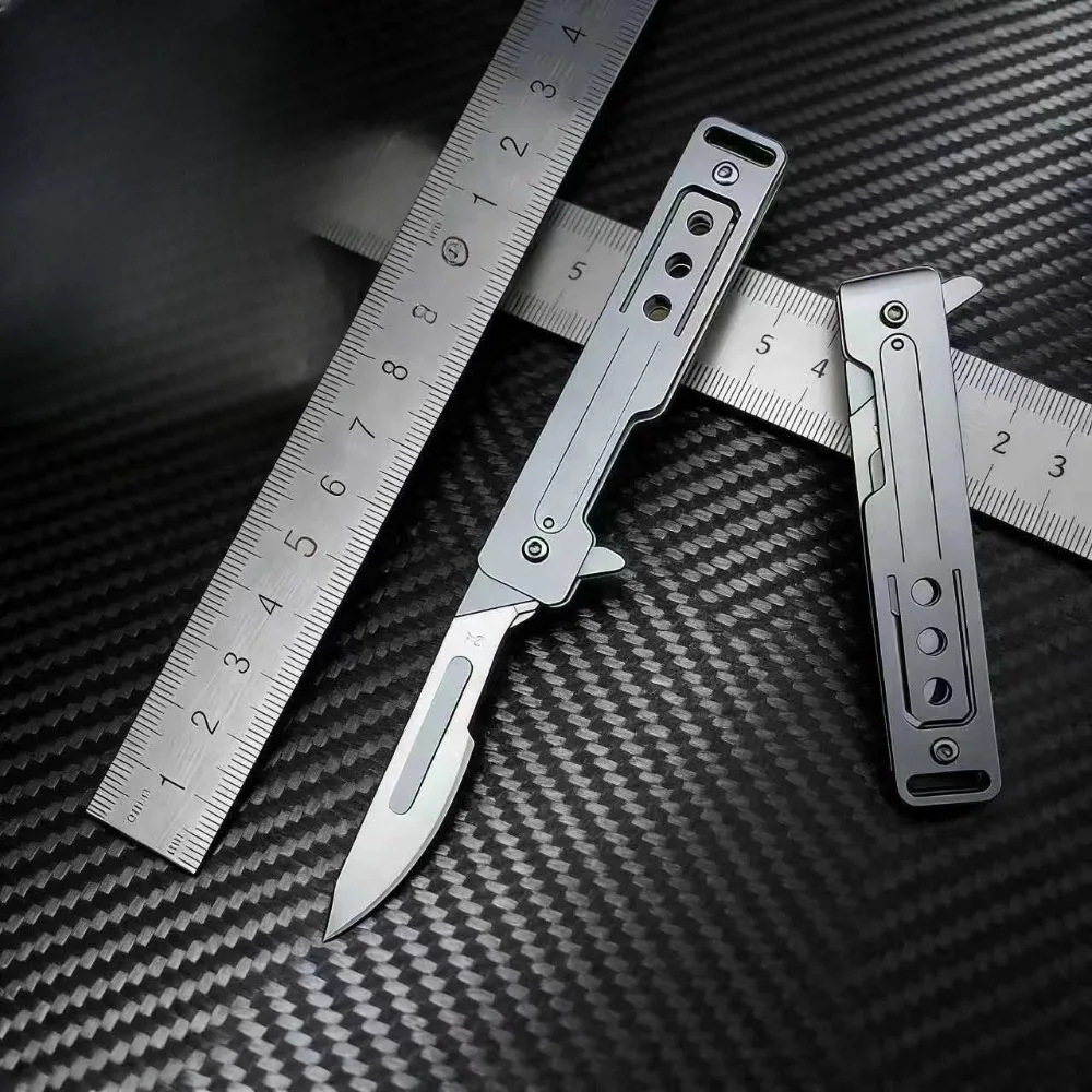 Cuchillo EDC plegable de acero inoxidable con cuchilla intercambiable - imagen 2